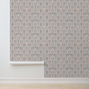 Art Deco Geïnspireerd Bloemen Geometrisch Patroon Behang