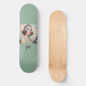 Art Deco Geïnspireerd Lady Retro Elegant Monogram Persoonlijk Skateboard (Voorkant)