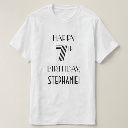 Art Deco geïnspireerd look 7e verjaardagsfeestje S T-shirt (Design voorkant)