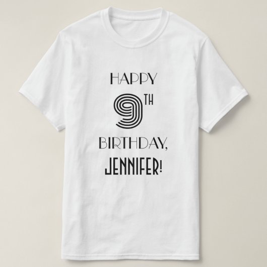 Art Deco geïnspireerd look 9e verjaardagsfeestje S T-shirt (Design voorkant)