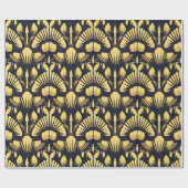 Art Deco Geïnspireerd Ontwerp Gouden Bloemen Kerst Cadeaupapier (Vlak)
