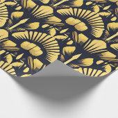Art Deco Geïnspireerd Ontwerp Gouden Bloemen Kerst Cadeaupapier (Hoek)