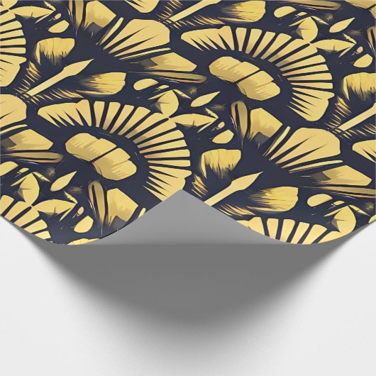 Art Deco Geïnspireerd Ontwerp Gouden Bloemen Kerst Cadeaupapier (Hoek)