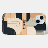 Art Deco geïnspireerd ontwerp in perzik en zwart Case-Mate iPhone Case (Achterkant (horizontaal))