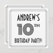 Art Deco Geïnspireerd op 10e verjaardag, aangepast Kaart (Voorkant / Achterkant)