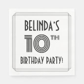 Art Deco Geïnspireerd op 10e verjaardag, aangepast Servet (Voorkant)