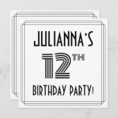 Art Deco Geïnspireerd op 12e verjaardag, aangepast Kaart (Voorkant / Achterkant)