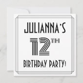Art Deco Geïnspireerd op 12e verjaardag, aangepast Kaart (Voorkant)