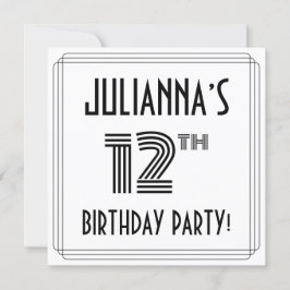 Art Deco Geïnspireerd op 12e verjaardag, aangepast Kaart