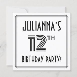 Art Deco Geïnspireerd op 12e verjaardag, aangepast Kaart