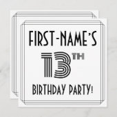 Art Deco Geïnspireerd op 13e verjaardag, aangepast Kaart (Voorkant / Achterkant)