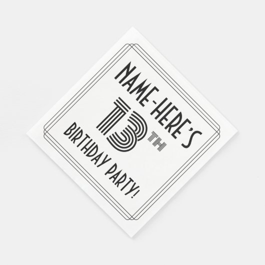 Art Deco Geïnspireerd op 13e verjaardag, aangepast Servet (Hoek)