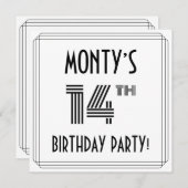 Art Deco Geïnspireerd op 14e verjaardag, aangepast Kaart (Voorkant / Achterkant)