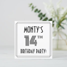 Art Deco Geïnspireerd op 14e verjaardag, aangepast Kaart