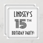 Art Deco Geïnspireerd op 15e verjaardag, aangepast Kaart (Voorkant / Achterkant)