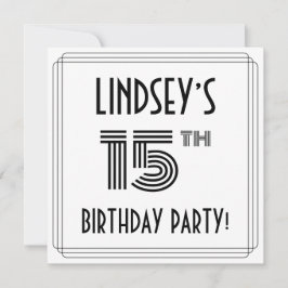 Art Deco Geïnspireerd op 15e verjaardag, aangepast Kaart