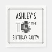 Art Deco Geïnspireerd op 16e verjaardag, aangepast Servet (Voorkant)