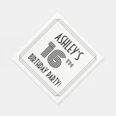 Art Deco Geïnspireerd op 16e verjaardag, aangepast Servet (Hoek)