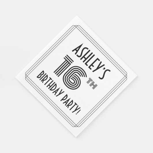 Art Deco Geïnspireerd op 16e verjaardag, aangepast Servet (Hoek)