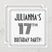 Art Deco Geïnspireerd op 17e verjaardag, aangepast Kaart (Voorkant / Achterkant)