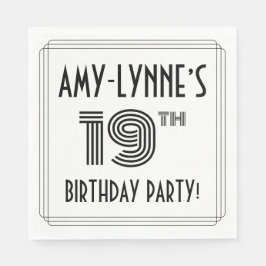 Art Deco Geïnspireerd op 19e verjaardag, aangepast Servet