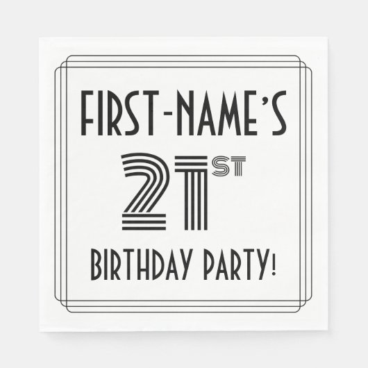 Art Deco geïnspireerd op 21e verjaardag, aangepast Servet (Voorkant)