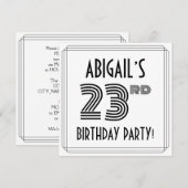 Art Deco Geïnspireerd op 23e verjaardag, aangepast Kaart (Voorkant / Achterkant)