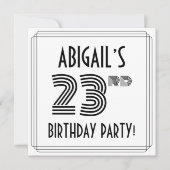 Art Deco Geïnspireerd op 23e verjaardag, aangepast Kaart (Voorkant)