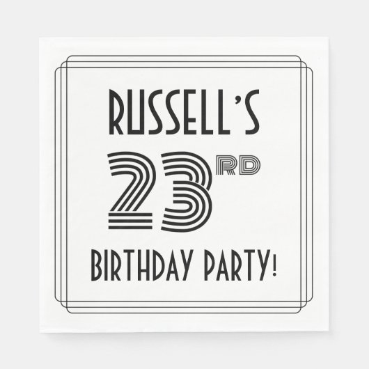 Art Deco Geïnspireerd op 23e verjaardag, aangepast Servet (Voorkant)