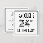 Art Deco geïnspireerd op 24e verjaardag, aangepast Kaart (Voorkant / Achterkant)