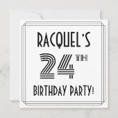 Art Deco geïnspireerd op 24e verjaardag, aangepast Kaart (Voorkant)