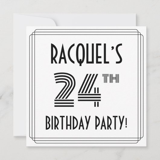 Art Deco geïnspireerd op 24e verjaardag, aangepast Kaart (Voorkant)