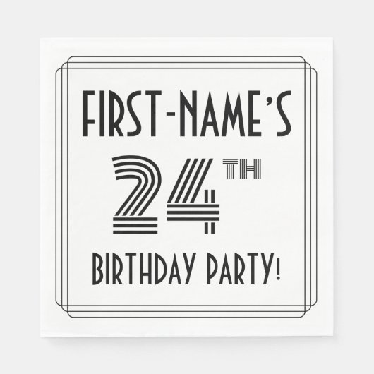 Art Deco geïnspireerd op 24e verjaardag, aangepast Servet (Voorkant)