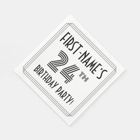 Art Deco geïnspireerd op 24e verjaardag, aangepast Servet (Hoek)