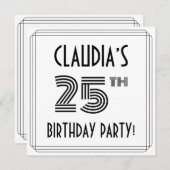 Art Deco geïnspireerd op 25e verjaardag, aangepast Kaart (Voorkant / Achterkant)