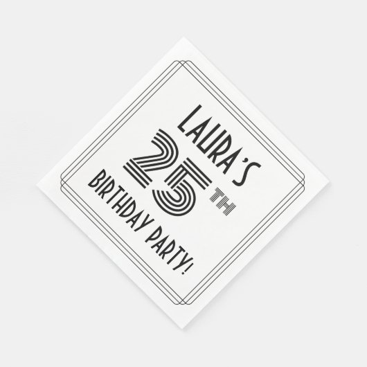 Art Deco geïnspireerd op 25e verjaardag, aangepast Servet (Hoek)