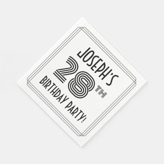 Art Deco geïnspireerd op 28e verjaardag, aangepast Servet (Hoek)