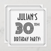 Art Deco geïnspireerd op 30e verjaardag, aangepast Kaart (Voorkant / Achterkant)