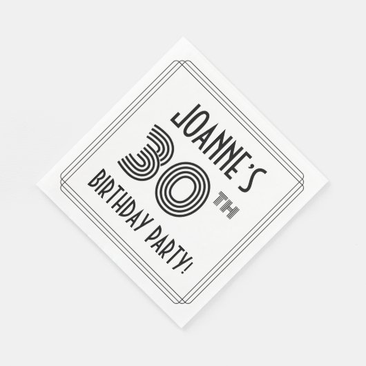 Art Deco geïnspireerd op 30e verjaardag, aangepast Servet (Hoek)