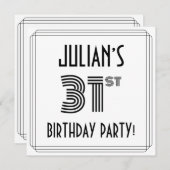 Art Deco geïnspireerd op 31e verjaardag, aangepast Kaart (Voorkant / Achterkant)