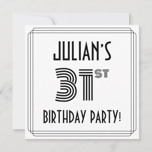 Art Deco geïnspireerd op 31e verjaardag, aangepast Kaart (Voorkant)