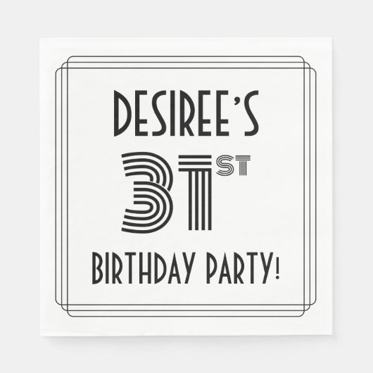 Art Deco geïnspireerd op 31e verjaardag, aangepast Servet (Voorkant)