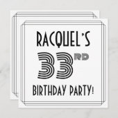 Art Deco geïnspireerd op 33e verjaardag, aangepast Kaart (Voorkant / Achterkant)