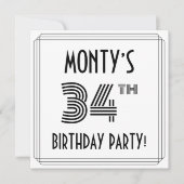 Art Deco geïnspireerd op 34e verjaardag, aangepast Kaart (Voorkant)