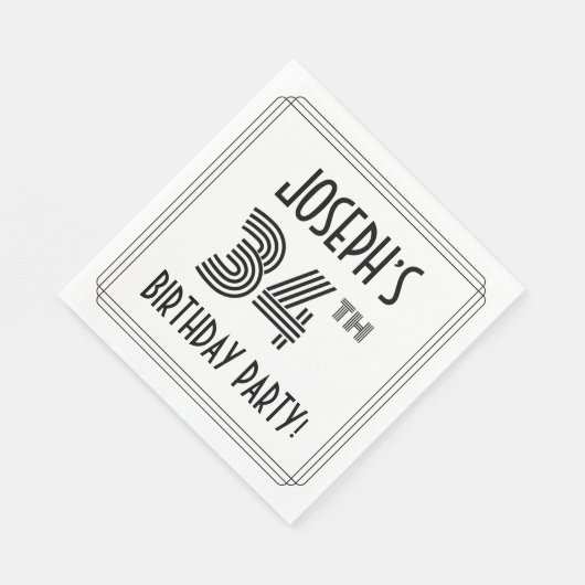 Art Deco geïnspireerd op 34e verjaardag, aangepast Servet (Hoek)