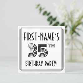 Art Deco geïnspireerd op 35e verjaardag, aangepast Kaart
