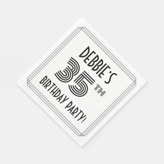 Art Deco geïnspireerd op 35e verjaardag, aangepast Servet (Hoek)