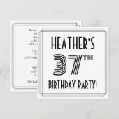 Art Deco geïnspireerd op 37e verjaardag, aangepast Kaart (Voorkant / Achterkant)