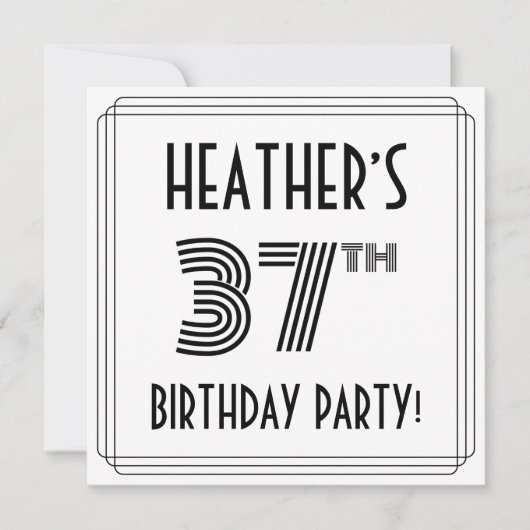 Art Deco geïnspireerd op 37e verjaardag, aangepast Kaart (Voorkant)