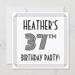 Art Deco geïnspireerd op 37e verjaardag, aangepast Kaart